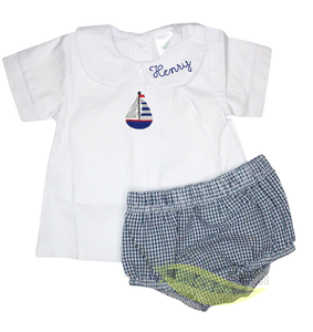 Boys Navy Bloomer Set