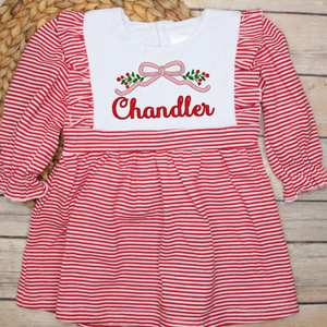 Red Pinstripe Christmas Dress