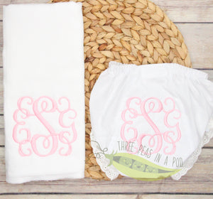 Monogrammed Bloomers and Burp Cloth Set