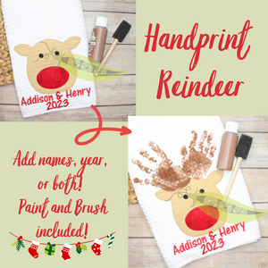 Reindeer Handprint Waffle Towel