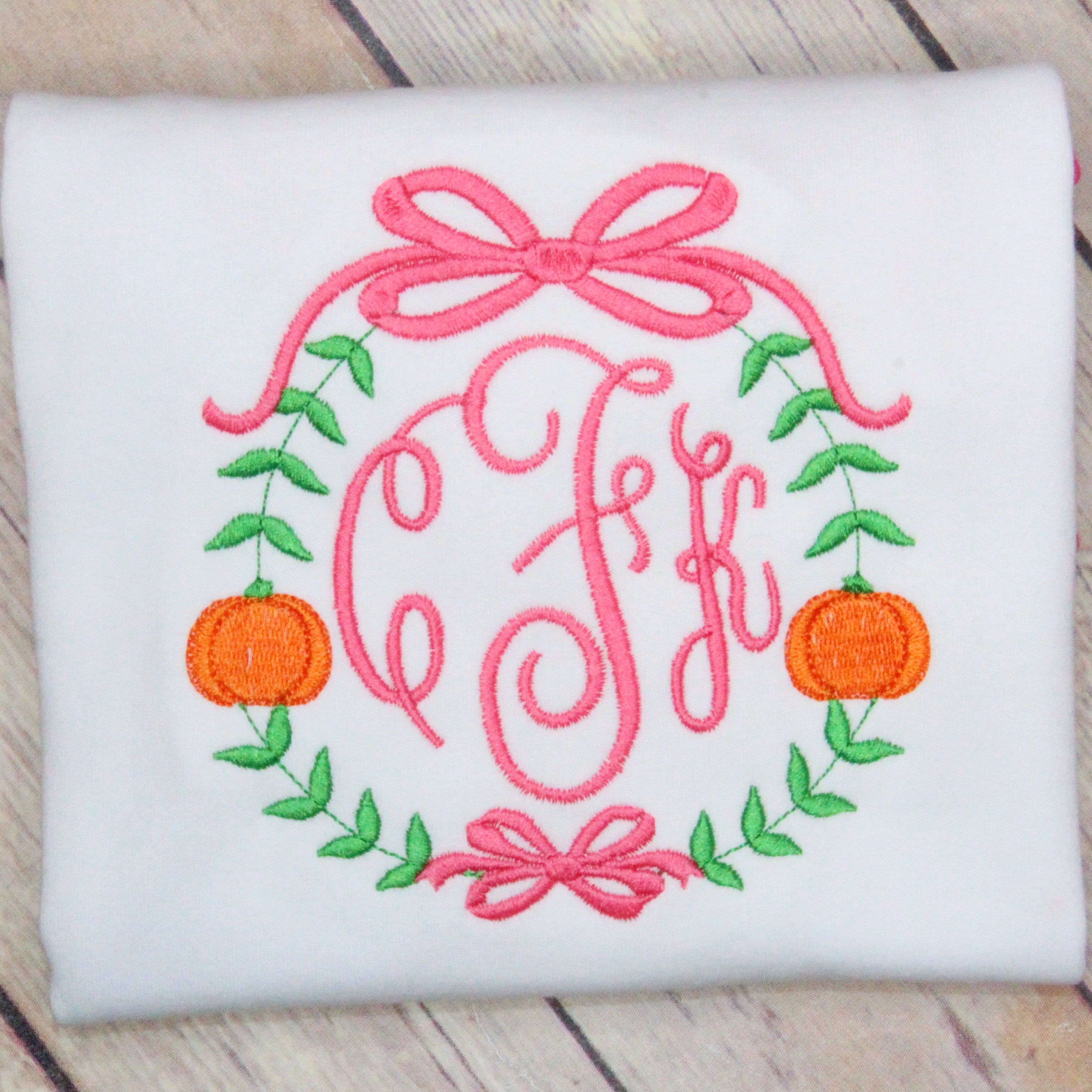 Preppy Pumpkin Monogram Embroidery Design