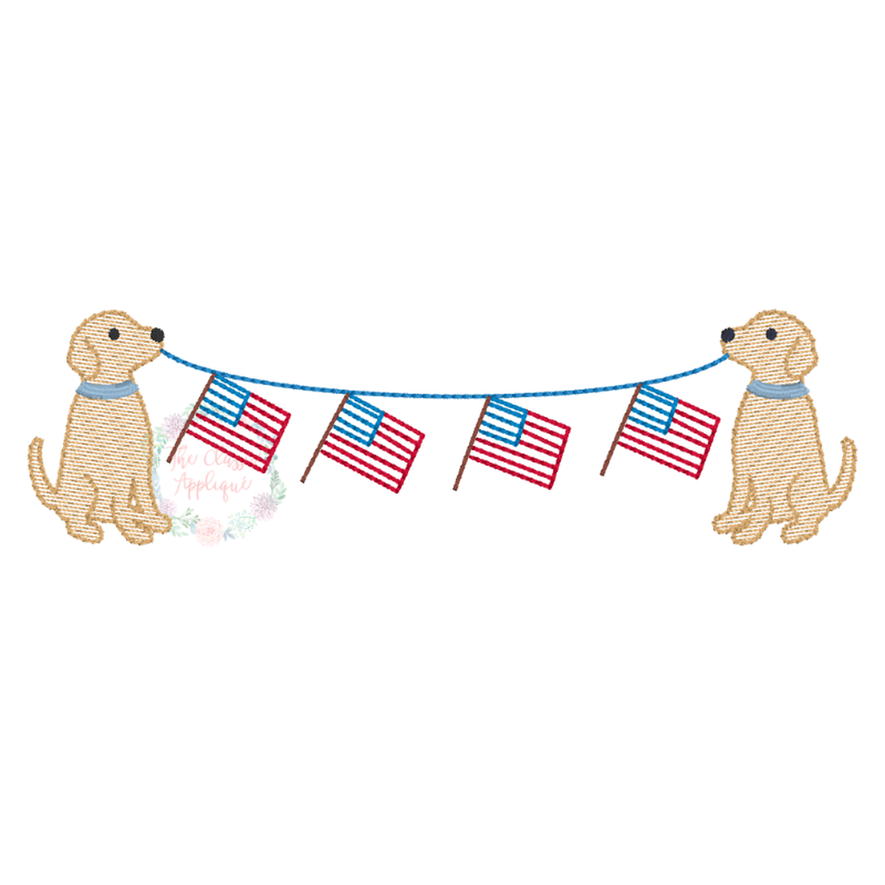 Patriotic Pups with Flag Banner