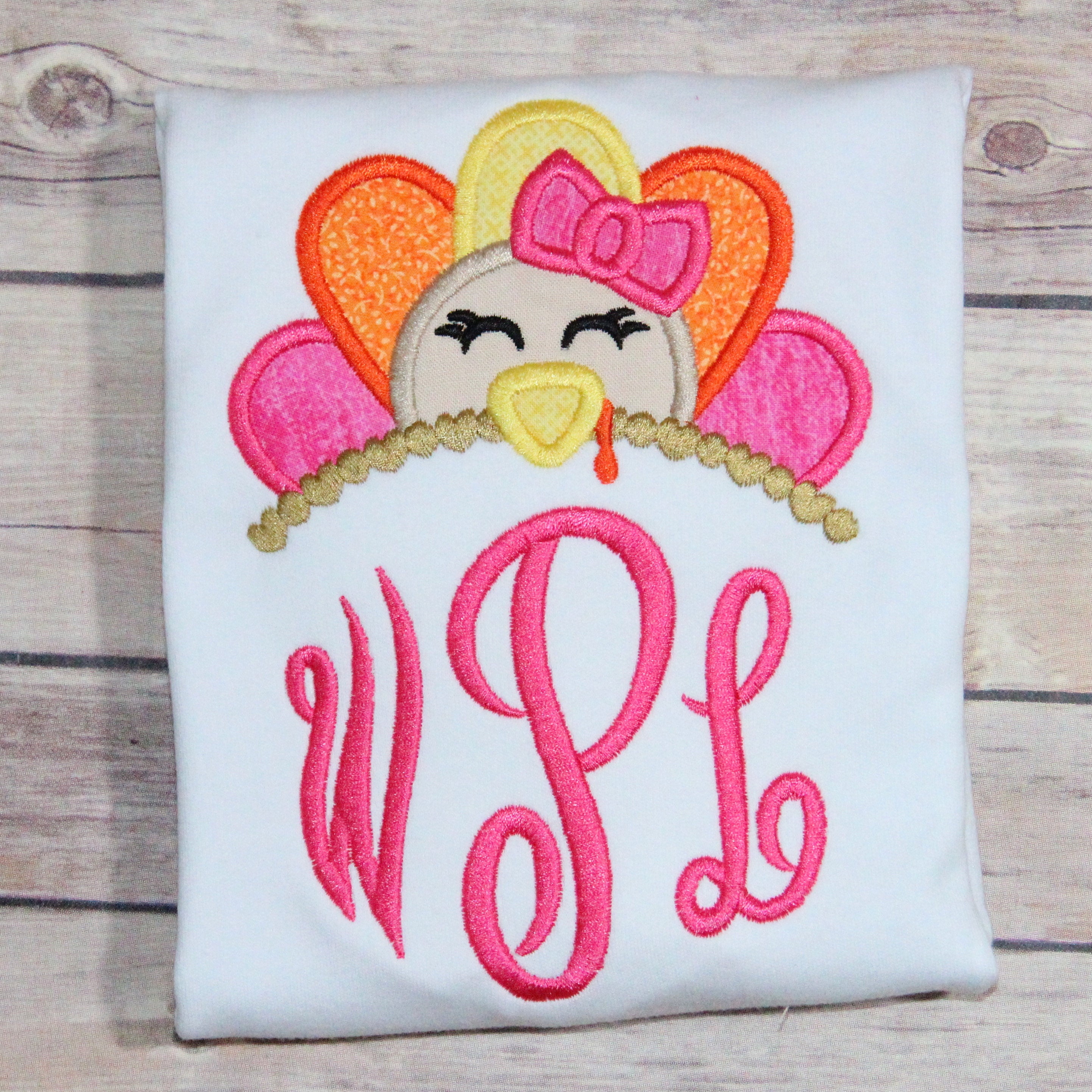 Girl Monogram Turkey Embroidery Design