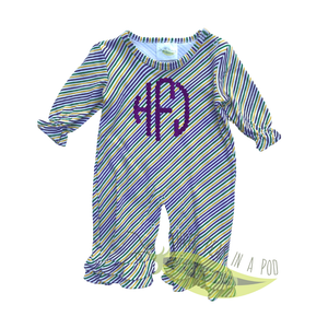 Mardi Gras Stripe Ruffle Romper