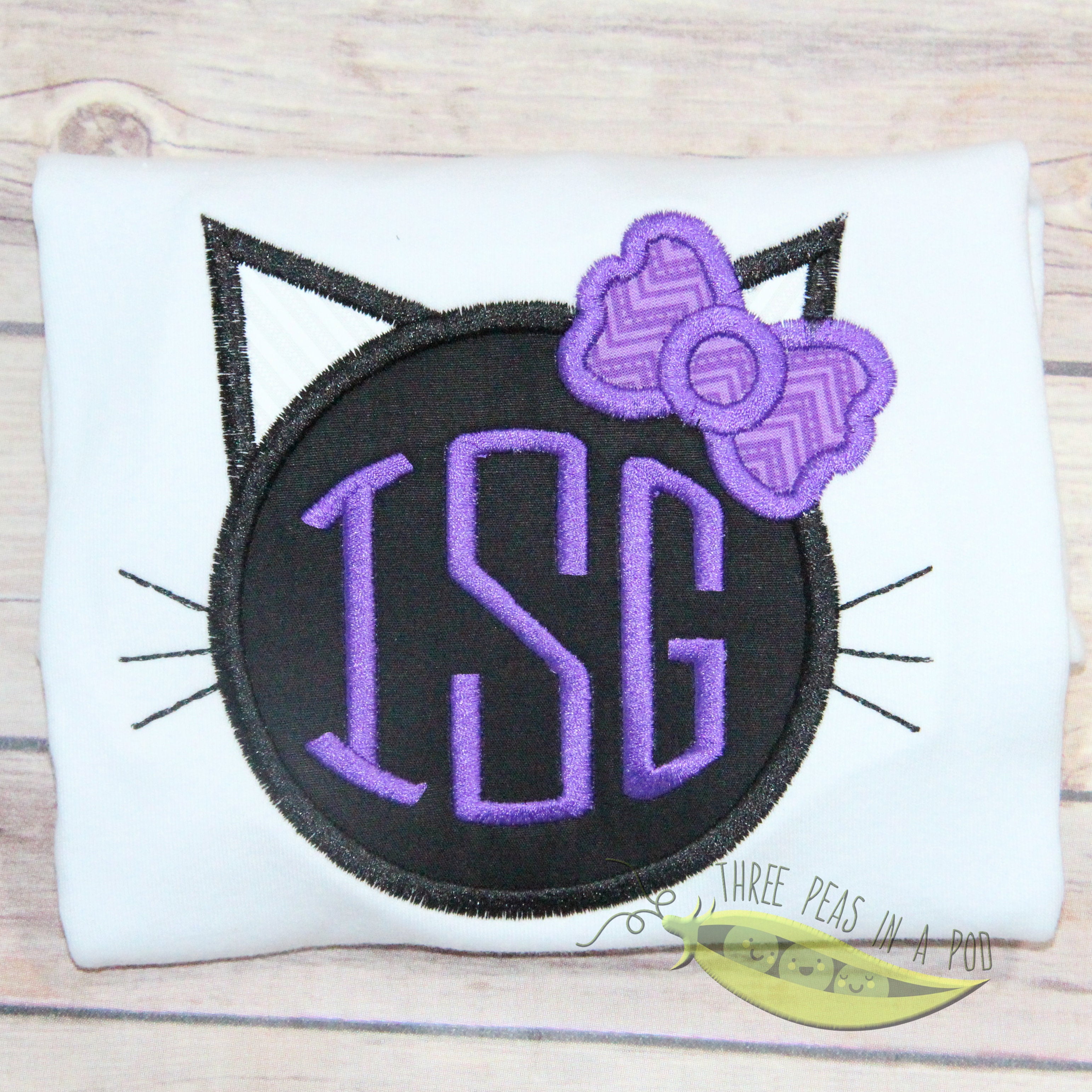 Kitty Cat Monogram Embroidery Design