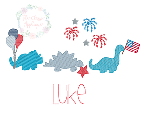 Patriotic Dinosaur Trio