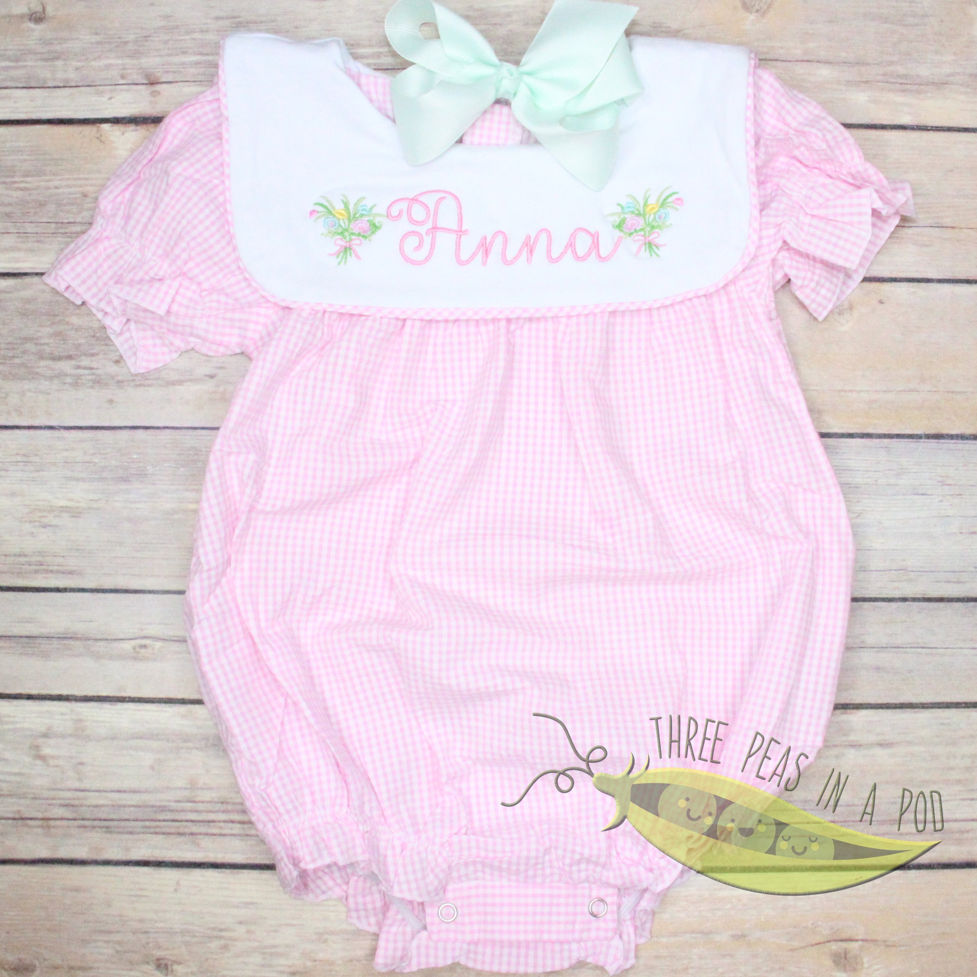 Floral Monogrammed Gingham Bubble