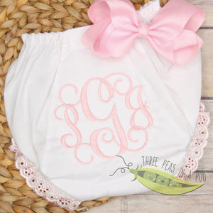 Monogrammed Bloomers - Pink Lace