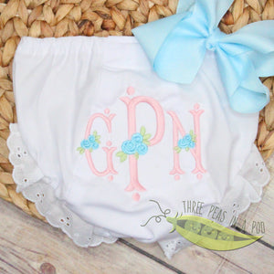 Baby Girl Floral Monogrammed Bloomers