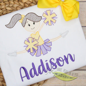 Sketch Purple and Yellow Cheerleader