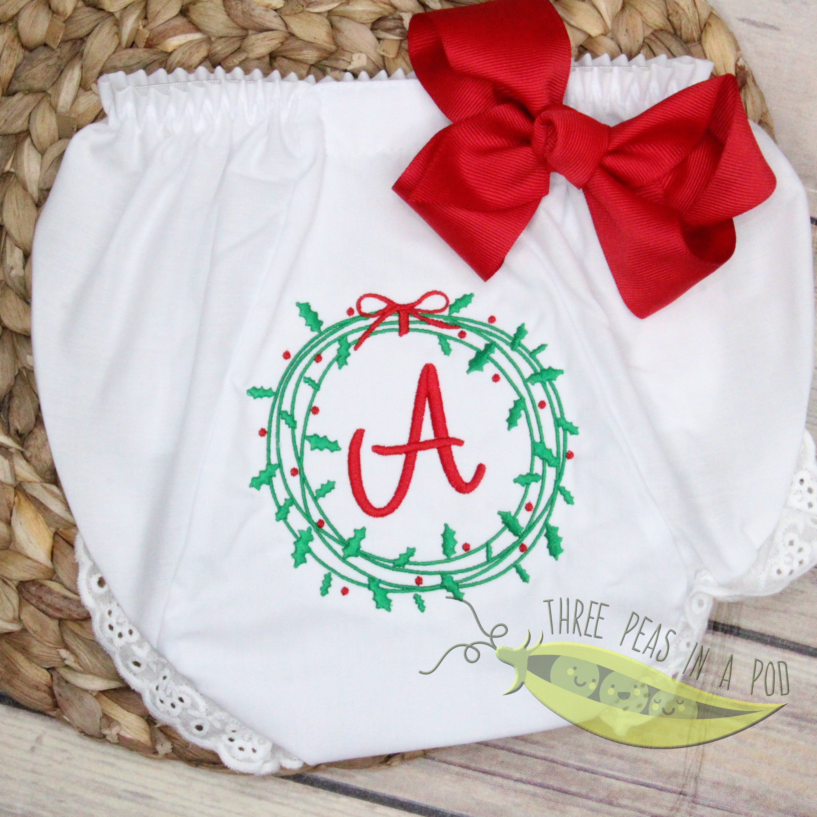 Baby Girl Christmas Monogrammed Bloomers