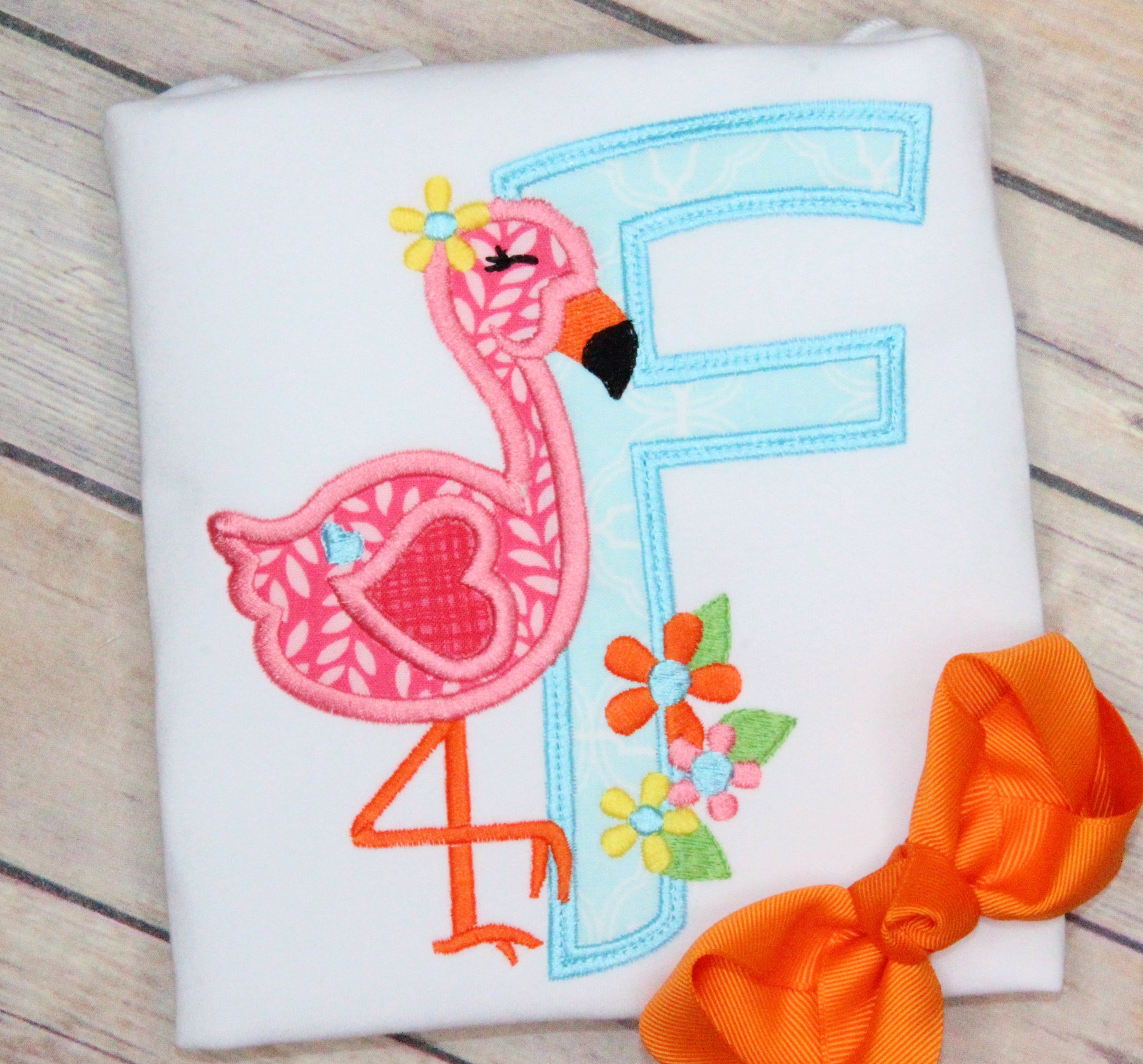 Flamingo Alphabet Applique Design