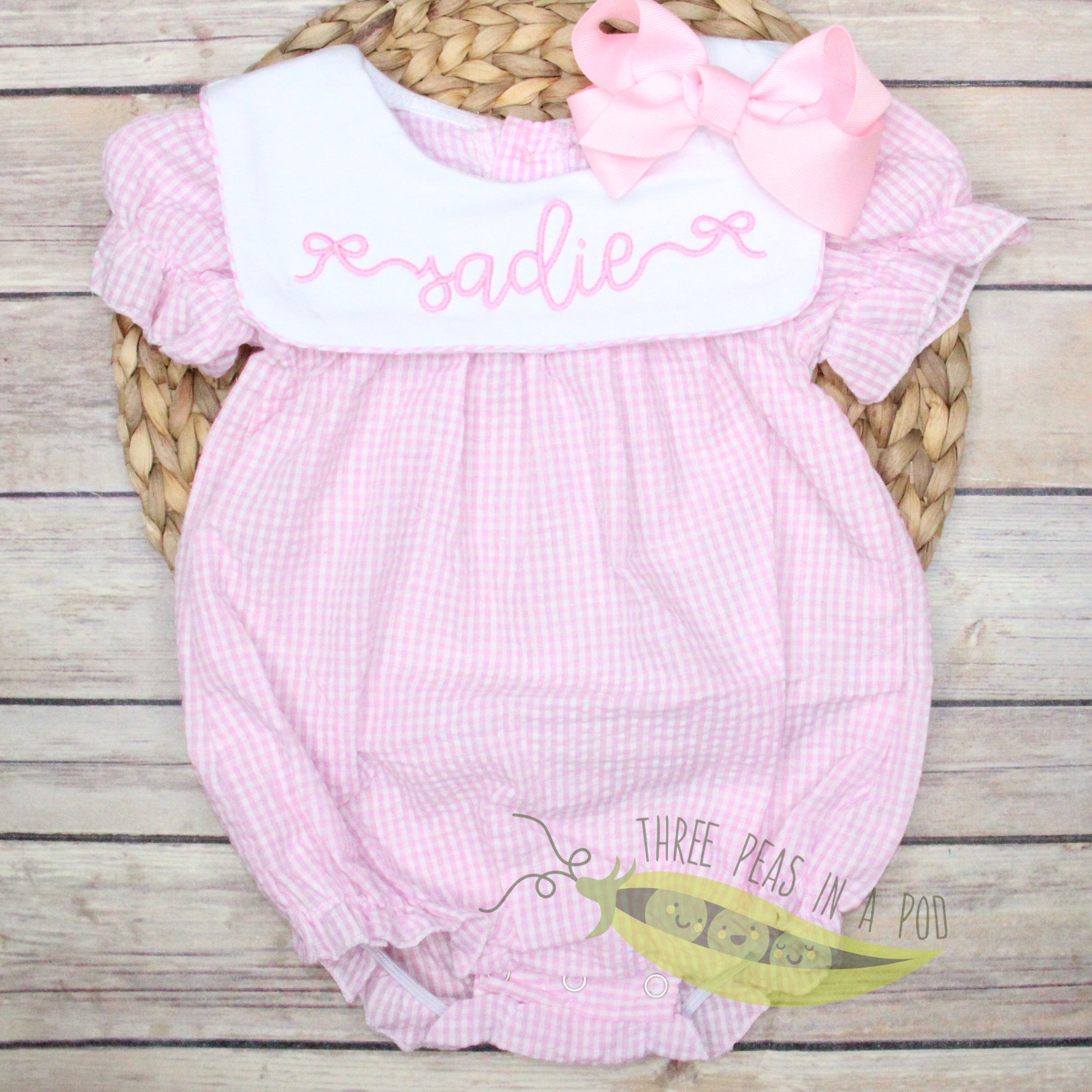 Monogrammed Gingham Bib Bubble