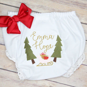 Baby Girl Christmas Monogrammed Bloomers