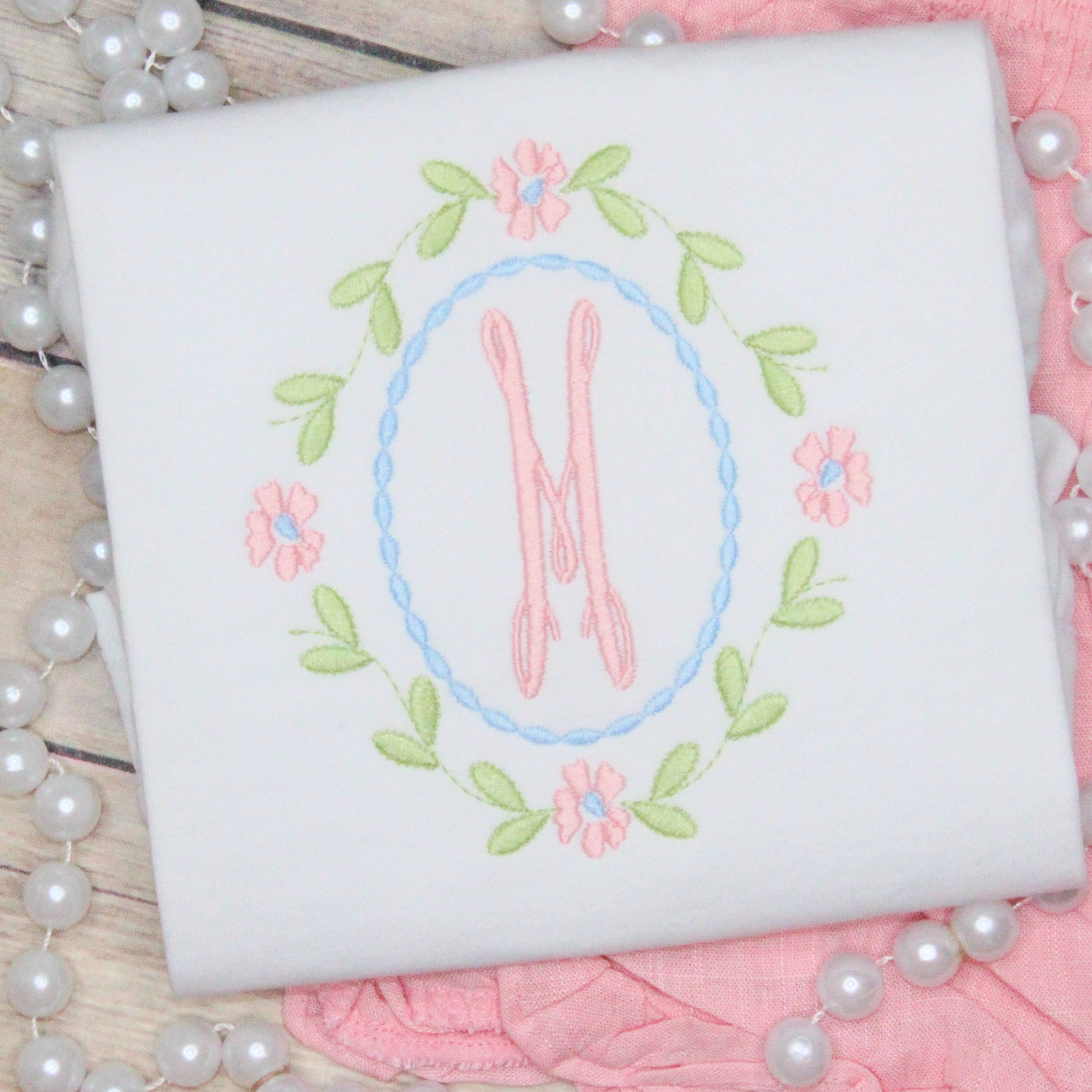 Spring Oval Scallop Floral Embroidery Frame