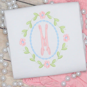 Spring Oval Scallop Floral Embroidery Frame