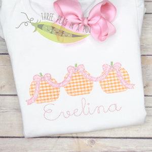 Gingham Pumpkins with Bow Swag