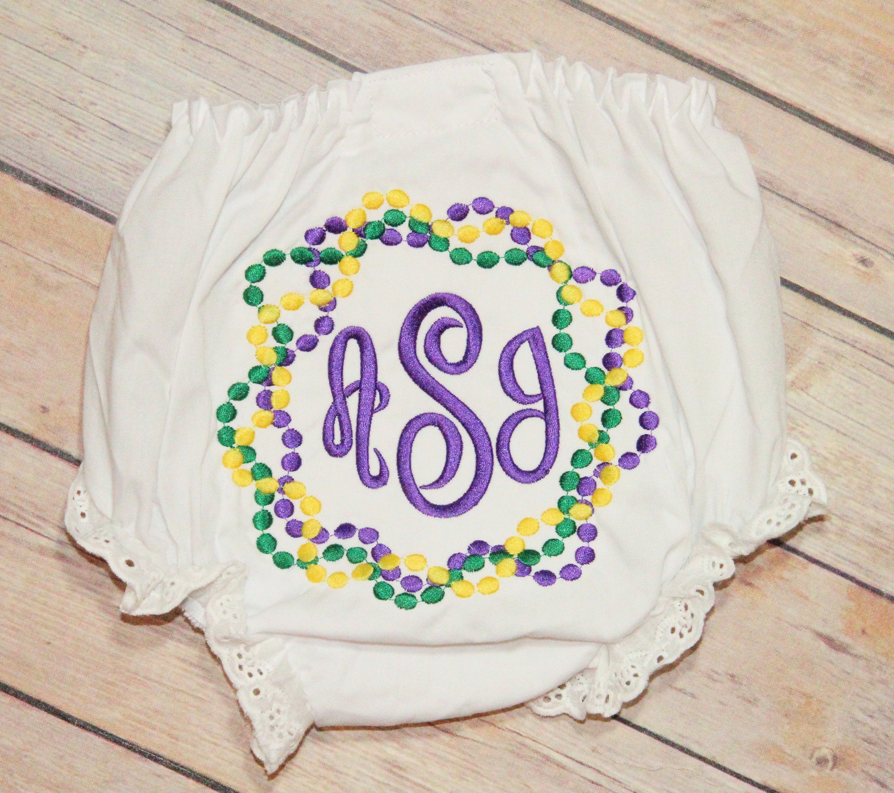 Mardi Gras Monogrammed Bloomers