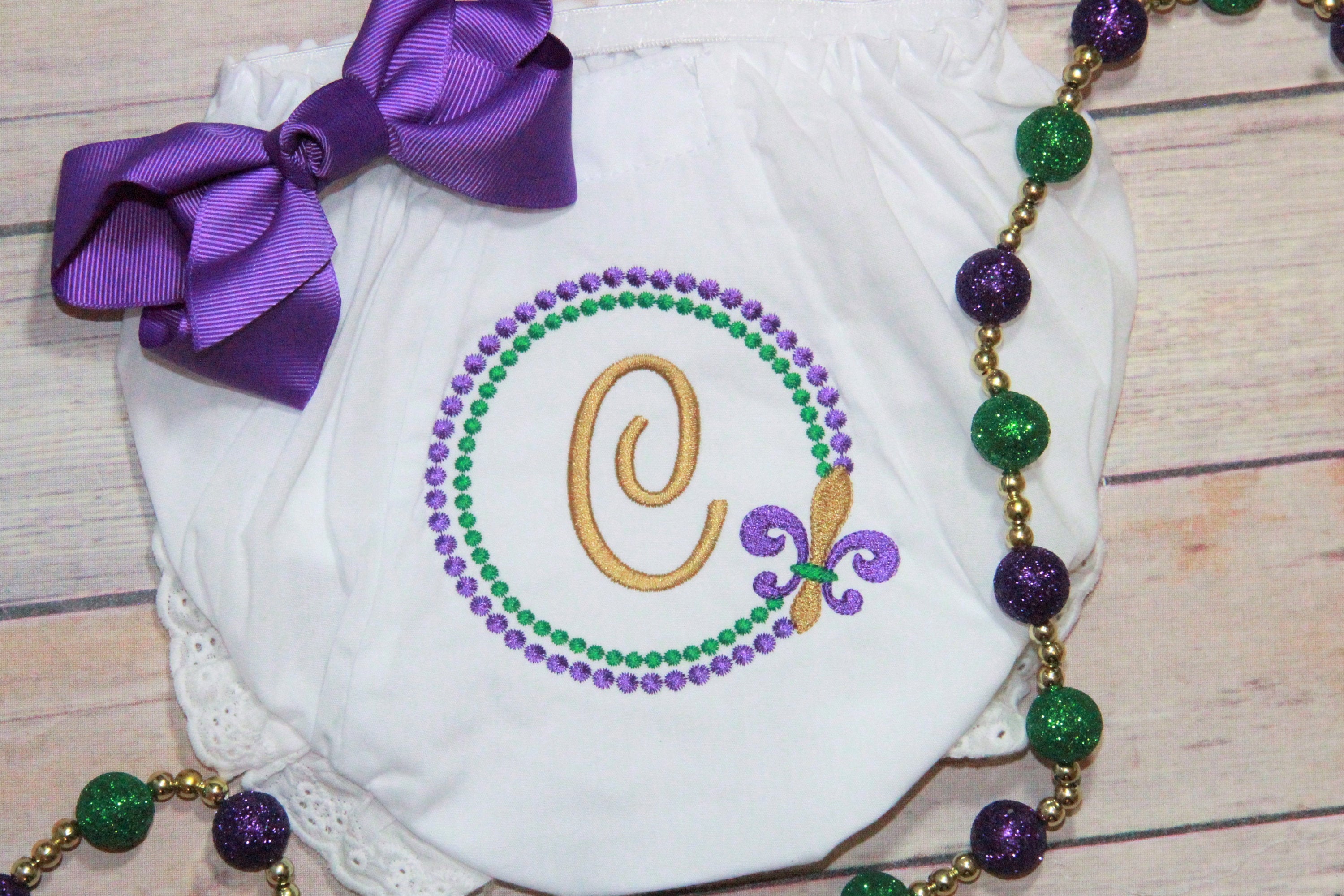 Mardi Gras Monogrammed Bloomers